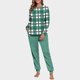 thumbnail image 1 of Conjunto de pijama informal de invierno para mujer, de doble cara, con cuello redondo estampado, manga larga, top anudado a mano, pantalones con cordón ajustable, ropa de casa, blusa de poliéster., 1 of 7