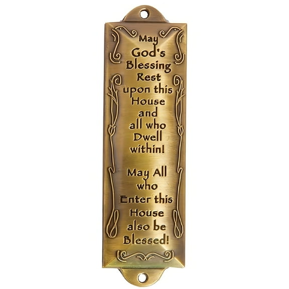 1X May God Bless House Brass Mezuzah with Hebrew Parchment in Gift Box & Placement Guide God's love and Care