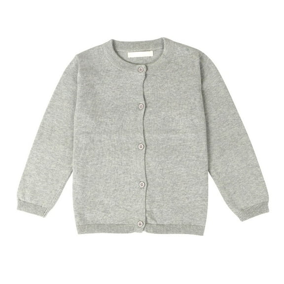 Baby Girls Boys Button-Down Cardigan Toddler Cotton Knit Uniform Sweater 1-7T Kids,Gray