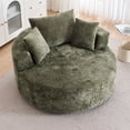 thumbnail image 4 of Round Accent Chair, 360 Swivel Chenille Barrel Chair, Fluffy Modern Sleeper for Living Room, Bedroom, Reading Room and Lounge (Green), 4 of 11