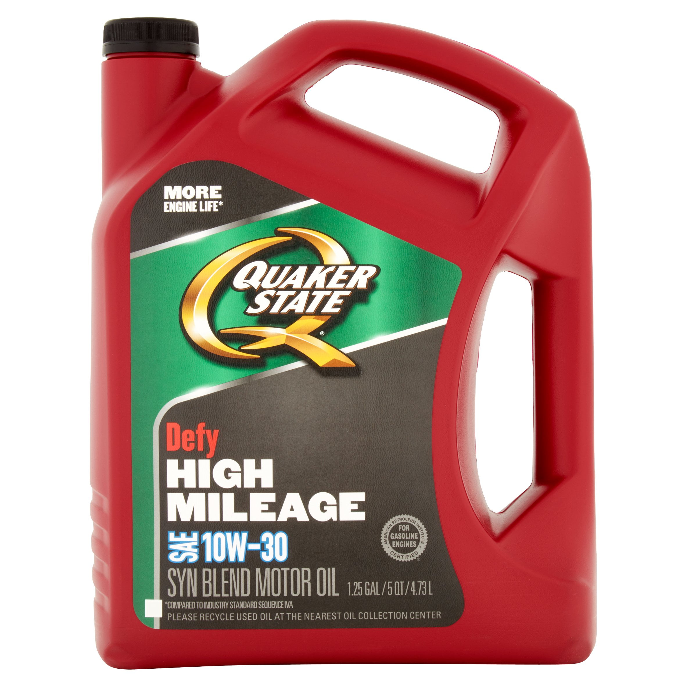 Quaker State Defy High Mileage SAE 10W30 Syn Blend Motor Oil, 1.25 gal