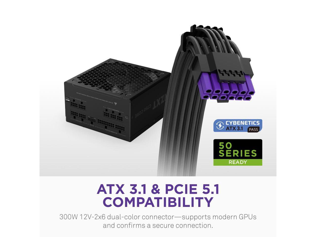 NZXT C750 Gold Core 80Plus Gold Fully-modular ATX 3.1 Power Supply, US Power Cord