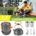 thumbnail image 4 of 2-3 People Portable Outdoor Tableware Mess Kit Lightweight Outdoors Cooking Equipment Non-Stick Pots Pan Teapot Utensils Backpacking Gear Cookware Grill Tool Camping Accessories for Campfire, Hiking, 4 of 11