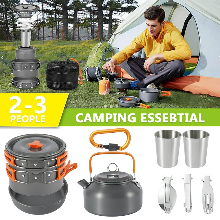 NKTIER Camping Cookware Set Outdoor Portable Oxidized Aluminum Alloy Camping  Fishing Picnic Barbecue Cooking Set Backpacking Pans Pot Mess Kit Cooking  Equipment Cookset Tableware for 2-3 Person 