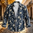thumbnail image 5 of Fsmtpdam Cotton Hawaiian Shirts for Men Floral Button Down Collared Long Sleeve Boho V Neck Vintage Top Lightweight Summer Beach Holiday Relaxed Fit Vacation Tees, 5 of 5