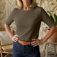 thumbnail image 4 of VBVC Women's Crewneck Half Sleeve T Shirt , Ladies' Lightweight Basic Tee , Stretchy Loose Fit Work Top For Women, S-2XL, 4 of 8