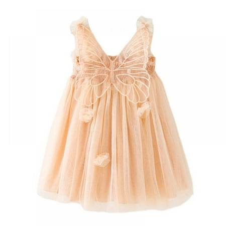 

BULLPIANO 0-6Years Baby Girls Special Occasion Dress Tulle Tutu Dress Butterfly Print Back Sundress