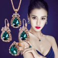 thumbnail image 1 of Pendientes de collar de anillo de tres piezas Verde liwang, 1 of 2