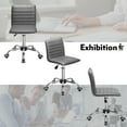 thumbnail image 5 of Furmax Leather Swivel Office Chair - Mid Back Vanity Chair for Makeup Desk, Armless Ribbed Task Chair with Ergonomic Support (Gray), 5 of 7
