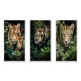 thumbnail image 2 of Designart "Tigers In Asian Painting IX" Asian Framed Wall Art Set Of 3 - Green Asian Art Frame Gallery Set For Office Decor, 2 of 6