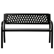 Gardenised Outdoor Steel 47 Park Bench for Yard, Patio, Garden and Deck, Black Weather Resistant Porch Bench, Park