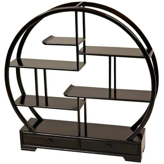 Miniature Rosewood Curio and Netuske Shelf Display Stand - Dark