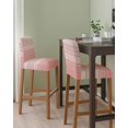 thumbnail image 2 of Pink Wooden Grain Bar Stool Covers Set of 6, Farmhouse Vintage Chic Textured Stretch Washable Bar Chair Covers with Backs, Removable Pub Counter Height Chair Cover for Kitchen Dining Room Cafe, 2 of 7