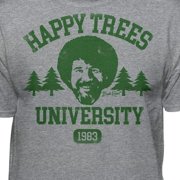Teelocity Bob Ross Happy Trees University Athletic Heather Short Sleeve Graphic Tee