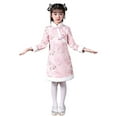 thumbnail image 4 of Otqutp Toddler Girls Traditional Chinese Cheongsam 𝗧ang Suit Plush Trim Flower Embroidery New Year Dress Coat Retro Qipao, 4 of 4