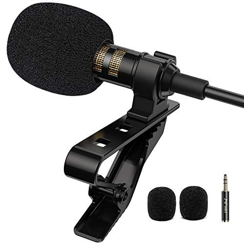 Professional Lavalier Microphone Clip-on Omnidirectional Condenser Mic for iPhone Laptop and PC MacBook Android Smartphones iPad