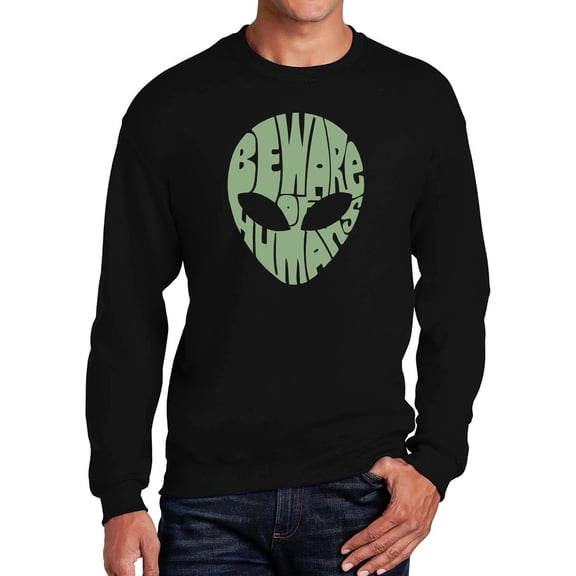 Men's Word Art Crewneck Sweatshirt - Beware of Humans