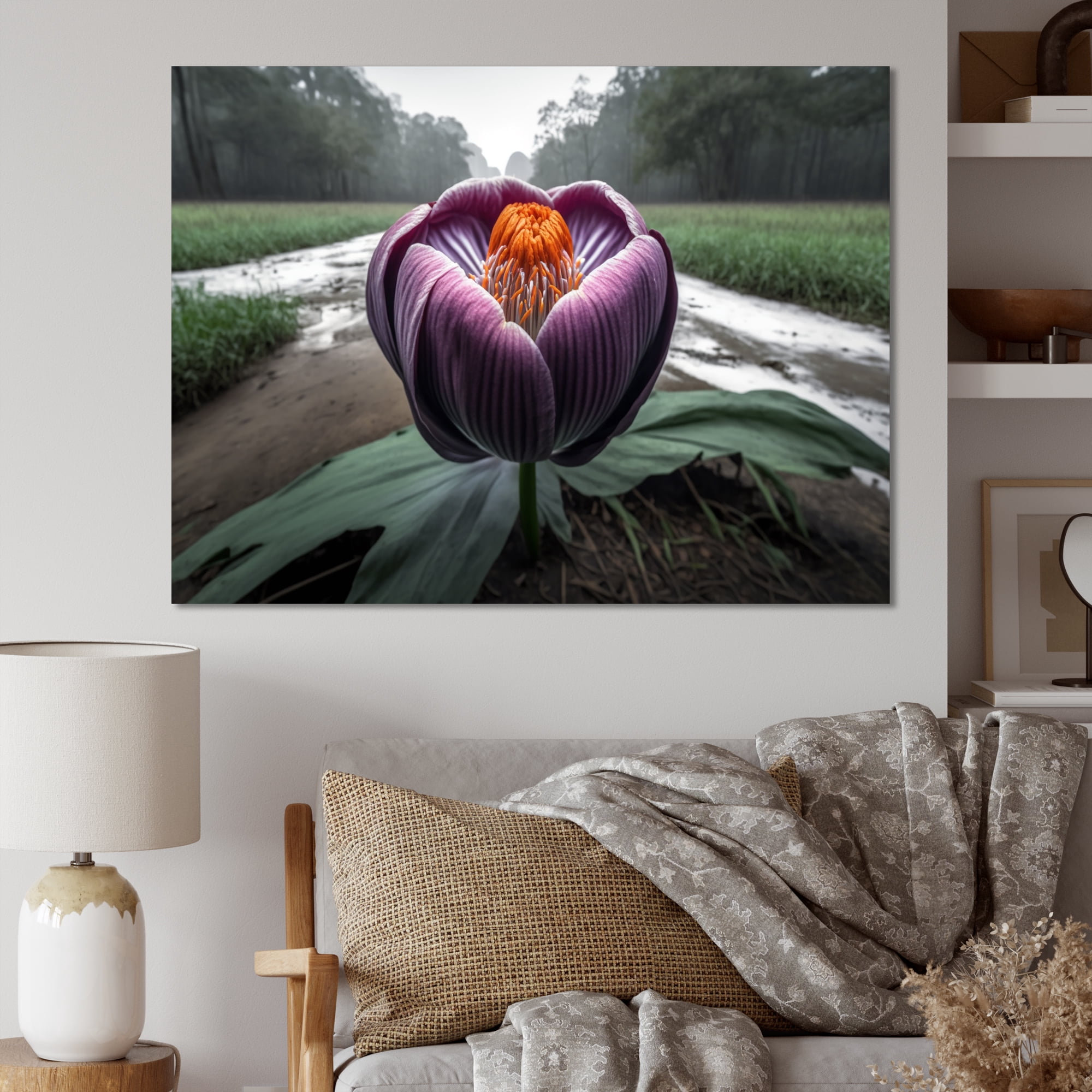 Designart A Blooming Crocus Flower In Winter II Canvas Wall Art