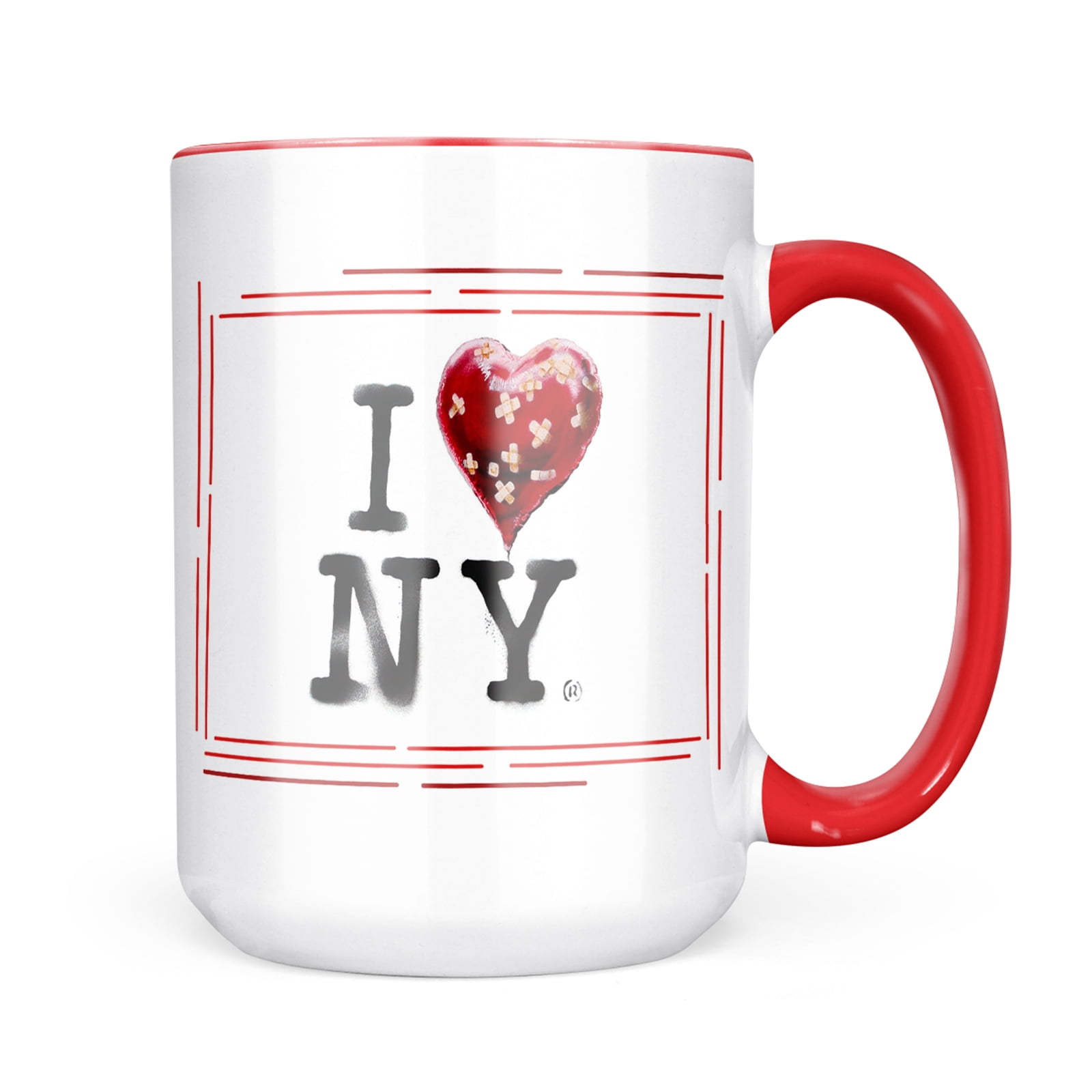 TRAVEL COFFEE MUG BLACK SPATTER I LOVE HEART NY NEW YORK 16 OUNCE