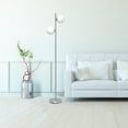 thumbnail image 5 of Simple Designs 66" Tall Mid Century Modern Standing Tree Floor Lamp with Dual White Glass Globe Shade for Study, Living Room, Bedroom, Entryway, Brushed Nickel, 5 of 9