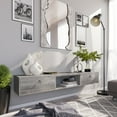 thumbnail image 2 of BELLEZE Modern Floating Wall Mounted 63 Inch TV Console With Built-In Shelf & Compartments, Space Saving Decorative Contemporary Media Storage, For Up To 100lbs - Langston (Gray Wash), 2 of 7