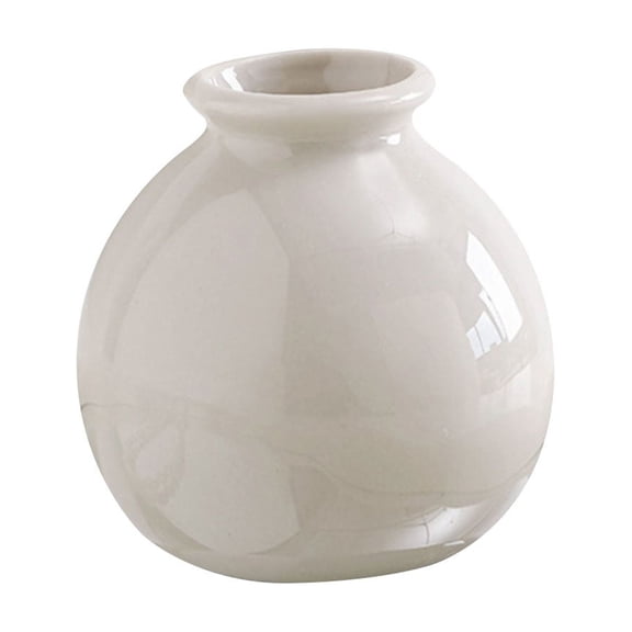 Clearance Under $3.64! 1Pc Small Round Ceramic Vase for Dried Flowers Hydroponics Home Decor (White 7cm)