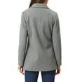 thumbnail image 3 of INSPIRE CHIC Women's Pea Coat Double-Breasted Notch Lapel Mid-Thigh Winter Coat XL Grey, 3 of 6