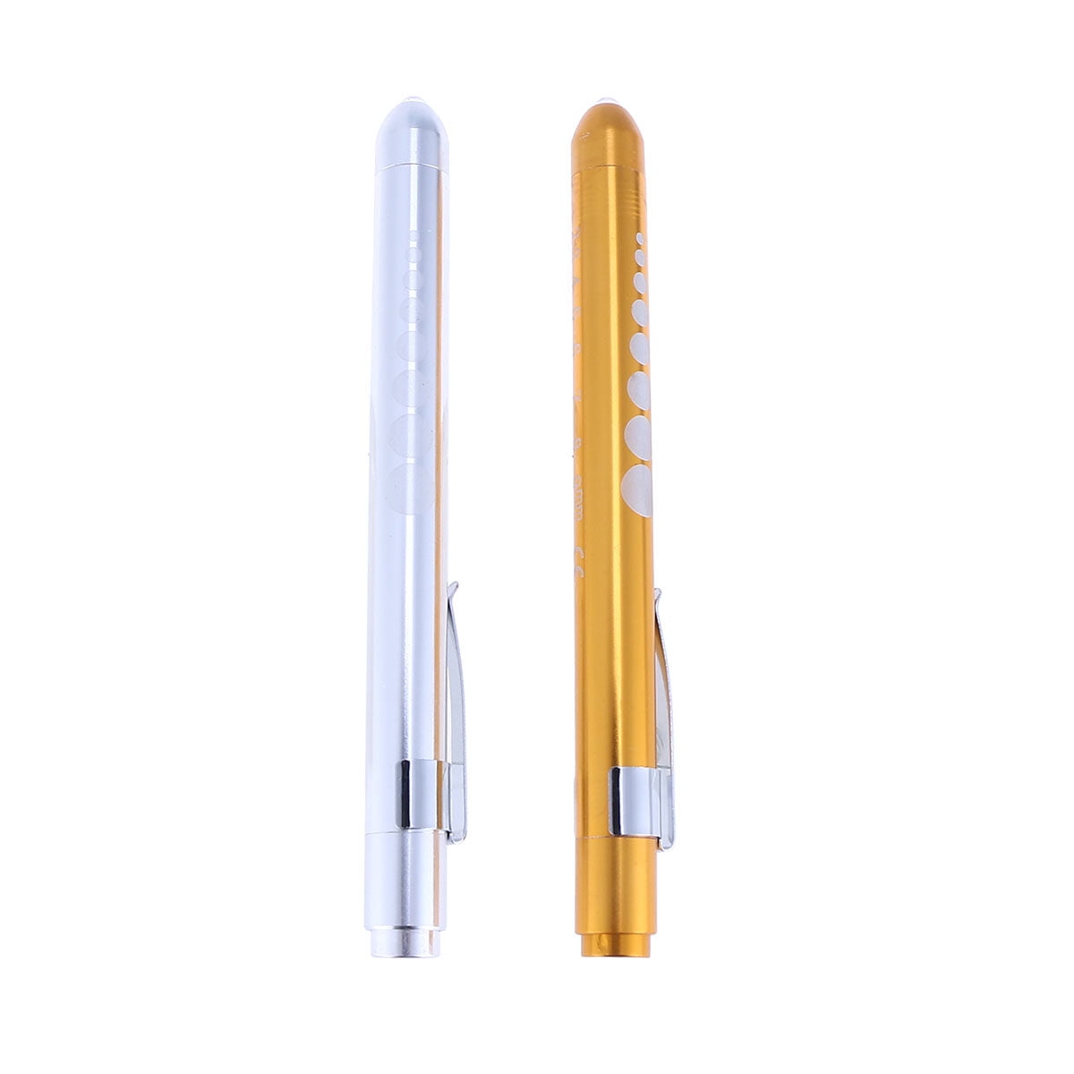 2pcs Nurse Penlight with Pupil Gauge Medical Pen Light without Battery for  Nurses Doctors (Yellow and Silver) 