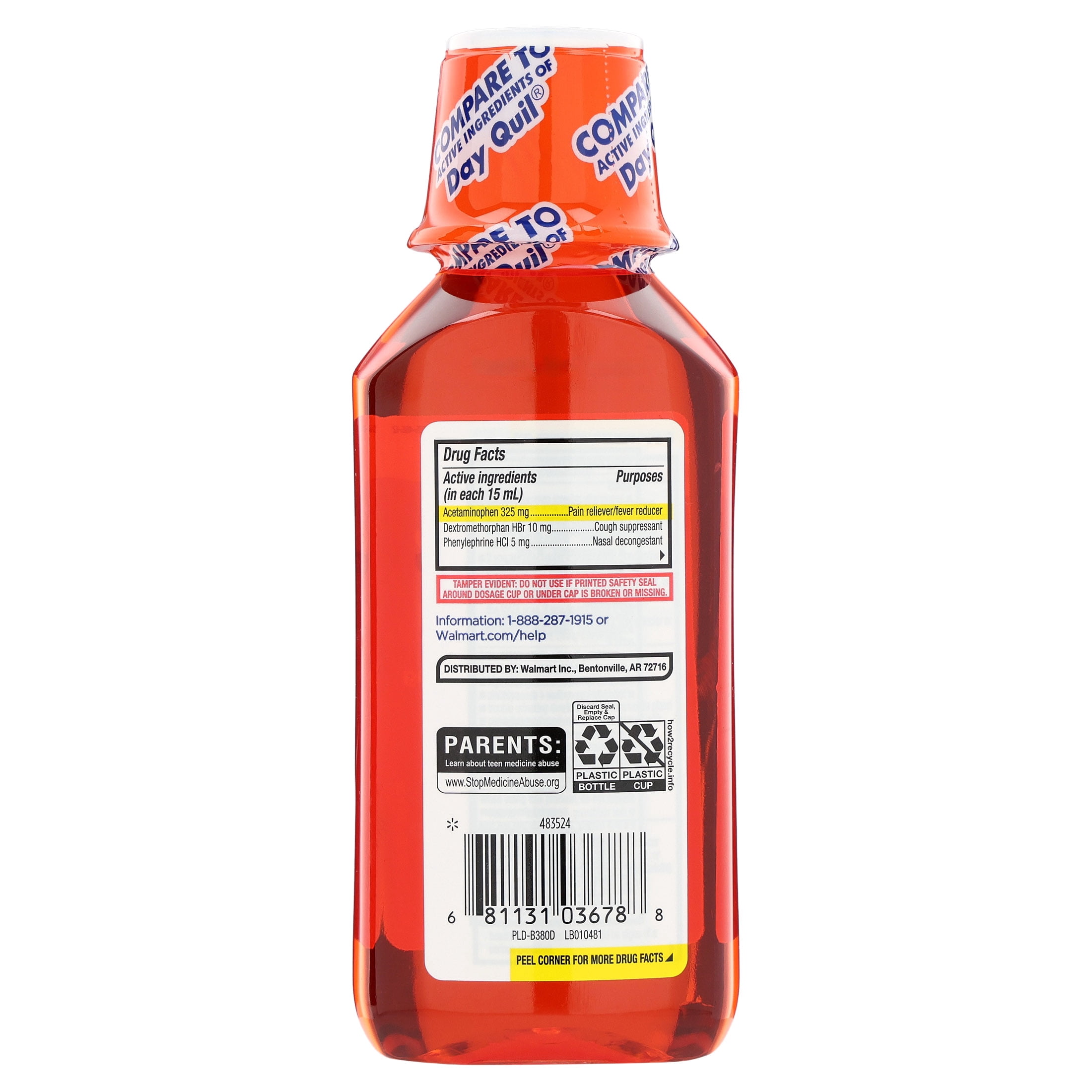 Equate Daytime Cold and Flu Relief, Non-Drowsy, Multi-Symptom Medicine for Cough, 12 fl oz
