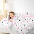 thumbnail image 3 of jejeloiu Funny Halloween Ghost King Size Comforter Sets,Cartoon Bowtie Bow Bedding Comforter Set,Pink White Bedding Set For Girl,Microfiber Room Decor Reversible,3 Pieces, 3 of 7