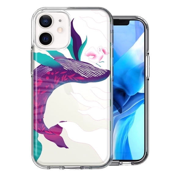 MUNDAZE For Apple iPhone 12 Mini Mystic Floral Whale Design Double Layer Phone Case Cover