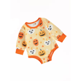 thumbnail image 1 of Mono De Manga Larga Con Estampado De Calabaza Y Estrellas Para BebéS Y NiñAs De Halloween XBTCLXEBCO Amarillo;6-9 Meses, 1 of 6