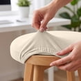 thumbnail image 4 of Adjustable Round Linen Bar Stool Cover with Elastic Fabric for Swivel and Rolling Seats - Fits 14-18 Inch Cushions for Home, Salon, and Office Use, 4 of 5