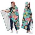 thumbnail image 2 of Wearable Blanket,German Shepherd Dog and Flower Hooded Wearable Sherpa Blanket for Adults & Teens,Winter Poncho Shawl Wrap Cape Thick Warm,50"x60", 2 of 5
