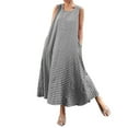 thumbnail image 1 of ZANZEA Robe Longue Élégante Sans Manches pour Femmes avec Poches à Carreaux à Carreaux, 1 of 7