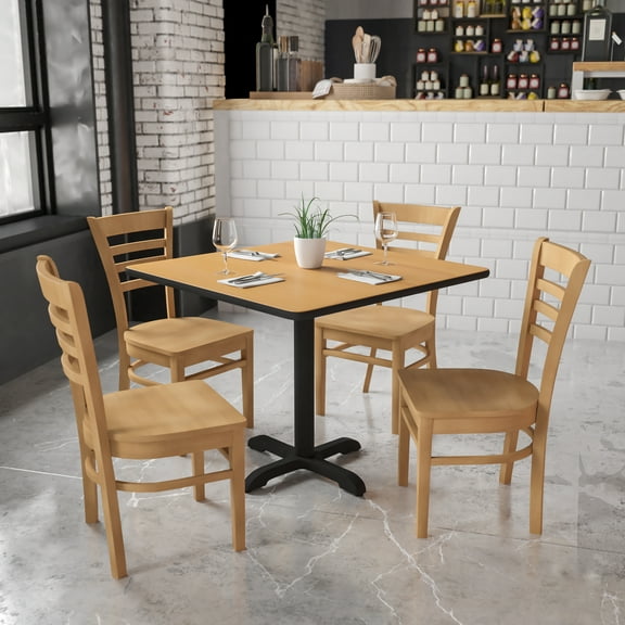 Emma   Oliver Ladder Back Natural Wood Chair