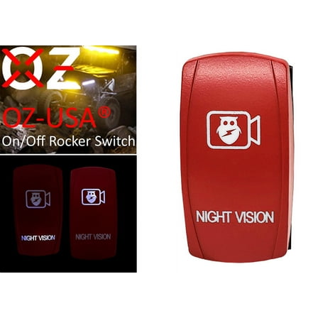 OZ-USA Night Vision Camera On/Off Rocker Switch 4-Pin Laser Etch Red Plate for UTV Truck RV Boats Golf Carts Compatible with Polaris RZR XP Can-Am X3 YXZ Dash Panel