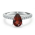 thumbnail image 3 of Gem Stone King 10K White Gold Red Garnet and E - F Lab Grown Diamond Engagement Ring for Women | 1.62 Cttw | Pear Shape 9X6MM | Gemstone January Birthstone | Size 6, 3 of 6