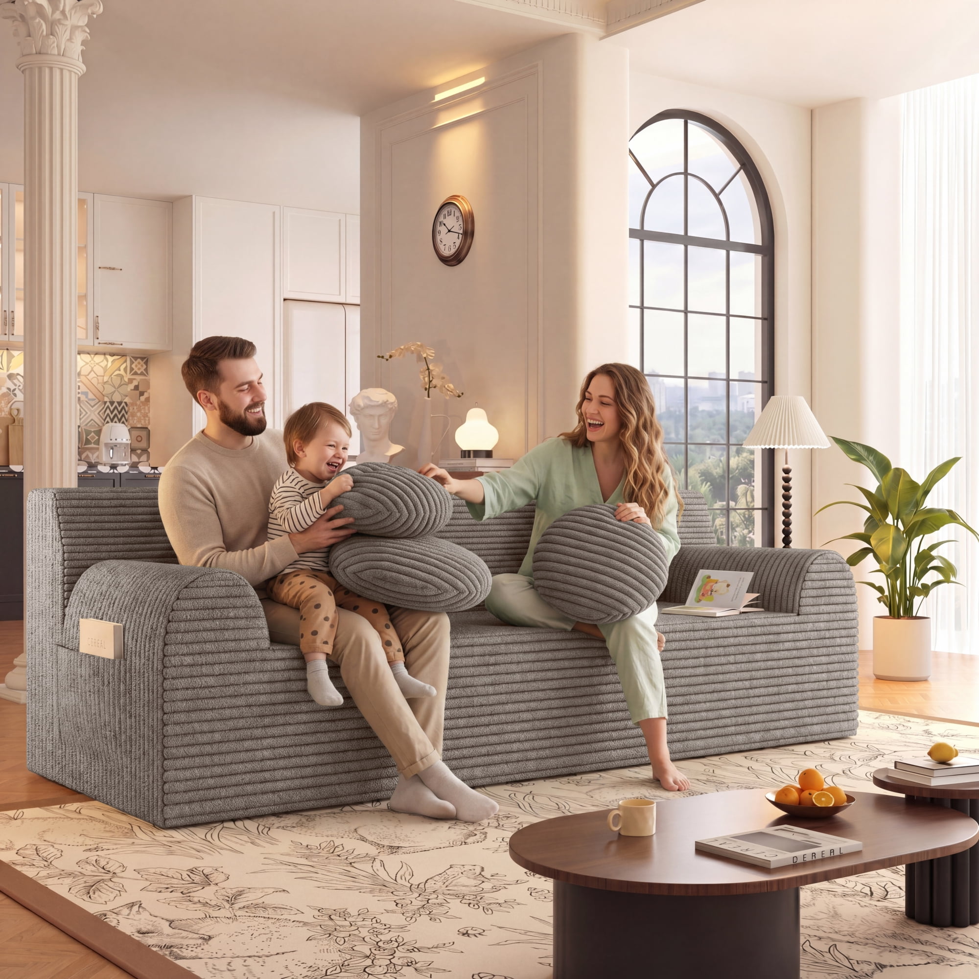 Leumius 3 Setaser Sofa,71" Corduroy Fabric Upholstered Loveseat Couch with Deep Seat for Living room,Bedroom,Apartment,No Assembly Required,Camel