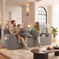 thumbnail image 4 of HOQBN Boneless Sofa Couch for Living Room,71" 3 Seater Sofa with Deep Seat Design and 3 Round Pillows,Comfy Corduroy Fabric Loveseat Couch,No Assembly,Camel, 4 of 5