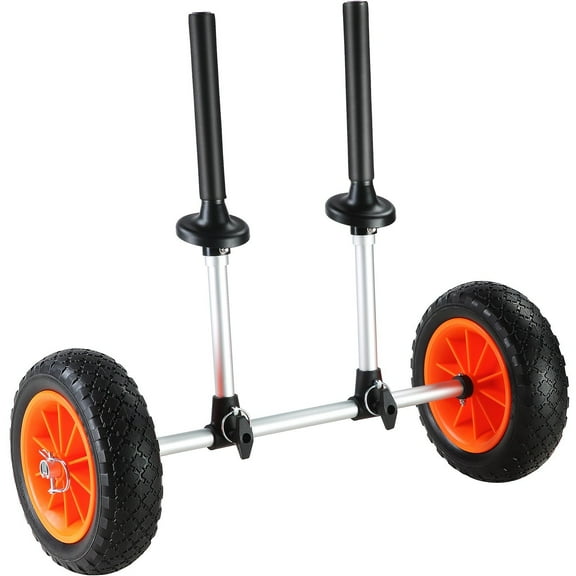 HCY Heavy Duty Kayak Cart, 280lbs Load Capacity, Detachable Canoe Trolley Cart with 10'' Solid Tires, Adjustable Width & Top Foam Protection, for Kayaks with Drain Holes of 2.54cm and Above
