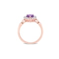 thumbnail image 4 of 1.61 Carat (Ctw) Amethyst and Lab Created White Sapphire Halo Ring 10K Rose Pink Gold for Women, 4 of 6