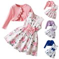 thumbnail image 5 of Hiijoy Little Girls Outfits Floral Bow Sundress with Long Sleeve Ribbed Top, Sizes 6-7Y, 5 of 8