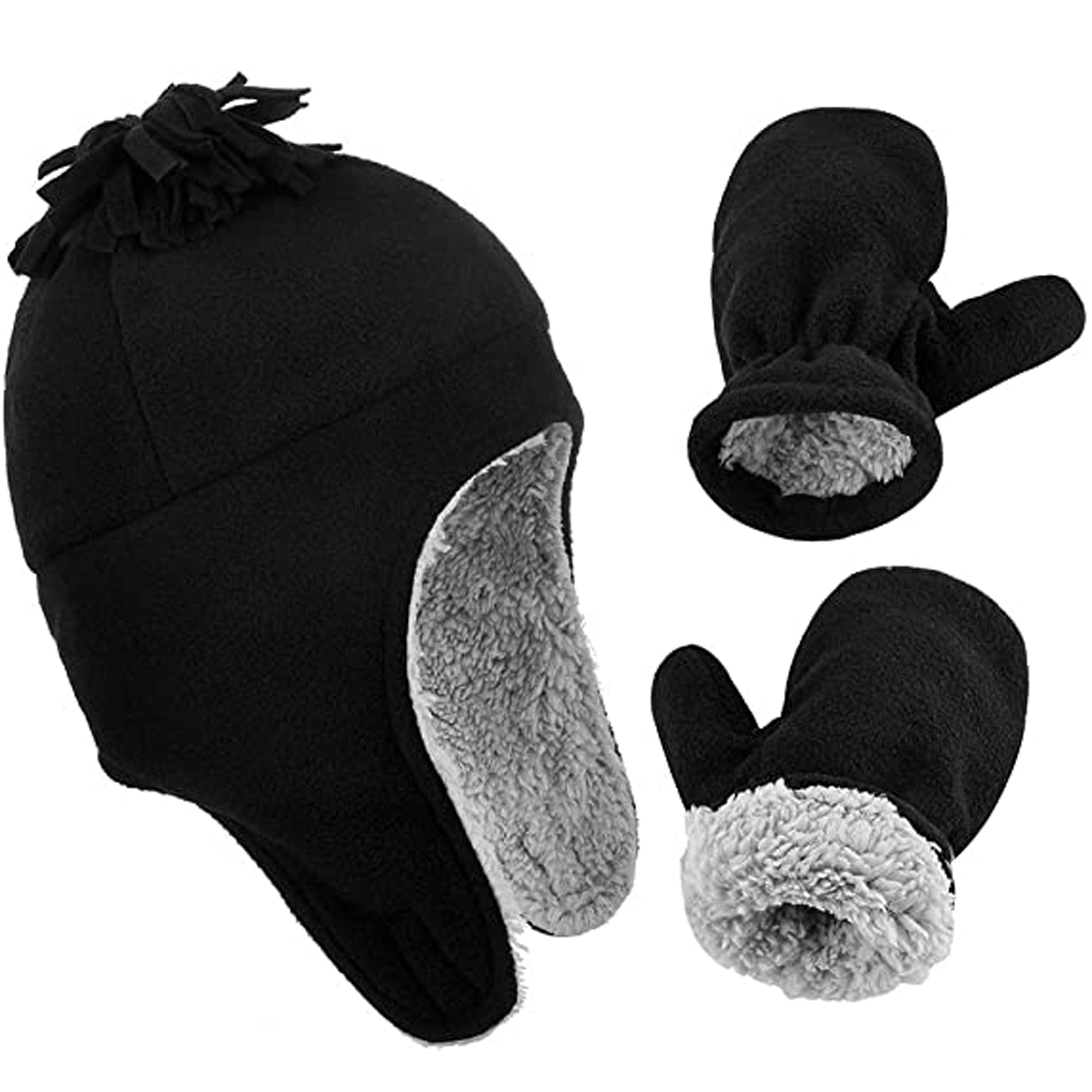 Baby Toddler Kids Girls Boys Hats and Gloves Set Winter Knit Earflap