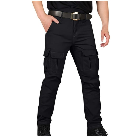 GuangCheng Mens Cargo Pants Durable Stretch Fabric Multiple Pockets Reinforced Knees Elastic Waistband Comfortable Workwear,Size:3XL