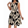 thumbnail image 4 of Women'S Striped Wrap V Neck Tie Waist Sleeveless Spaghetti Straps Dress Apricot S, 4 of 9
