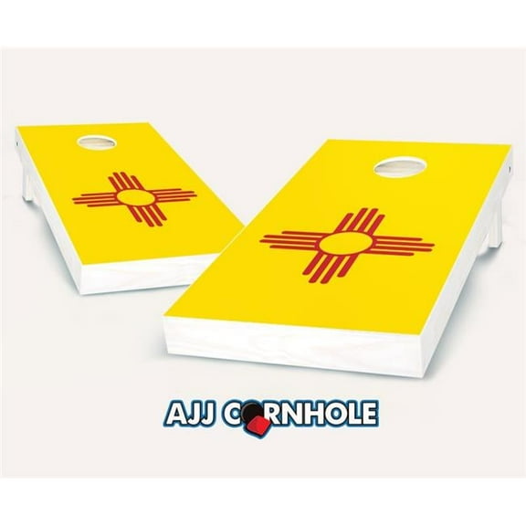 AJJCornhole  New Mexico Flag Theme Cornhole Set with Bags - 8 x 24 x 48 in.