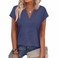 thumbnail image 4 of cocolona V Neck Tops for Women Summer Short Sleeve T-shirts Dressy Casual Tunic Blouses Solid Color Basic Tees, 4 of 4