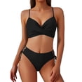 thumbnail image 6 of Underwire Bikini Sets for Women Womens Cheeky Bikini Sets Ruched Two Piece Swimsuit Drawstring Mid Waisted Bathing Suit Summer Swim Suits Black XXL, 6 of 6
