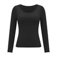 thumbnail image 6 of Built In Bra T Shirt for Womens Padded Long Sleeve Tops Active Blouses Soft Pajama Casual Shirts for Workout Women's Thermal Underwear Toddler Thermals Top and Bottom Set Men Thermal Top Ladies, 6 of 7